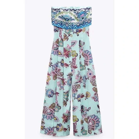 ZARA STRAPLESS PRINTED JUMPSUIT REF 7953/470 - Picture 3 of 4